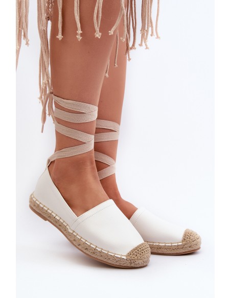 Lace-up Eco Leather Espadrilles White Ismanne