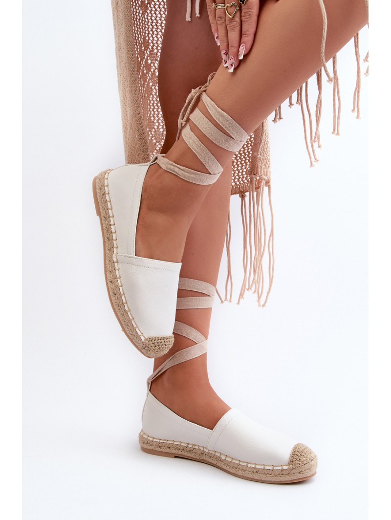 Lace-up Eco Leather Espadrilles White Ismanne