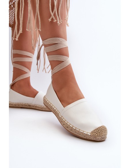 Lace-up Eco Leather Espadrilles White Ismanne