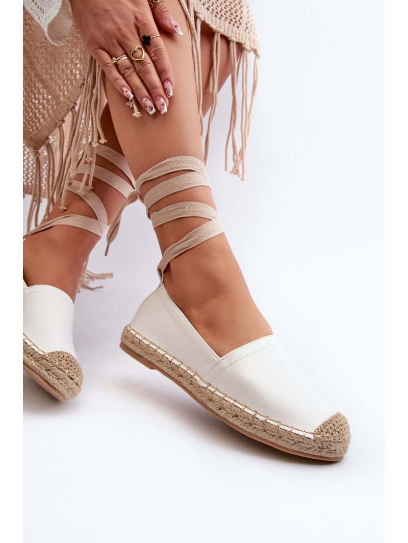 Lace-up Eco Leather Espadrilles White Ismanne