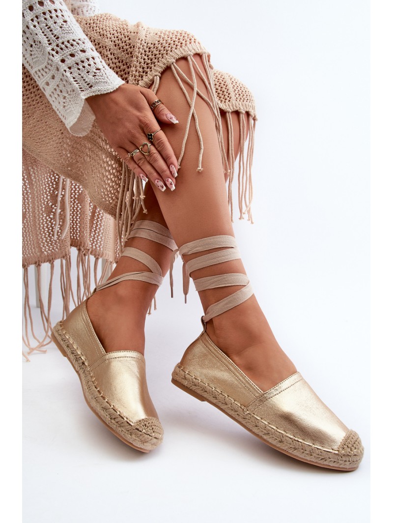 Tied Eco Leather Espadrilles in Gold Ismanne