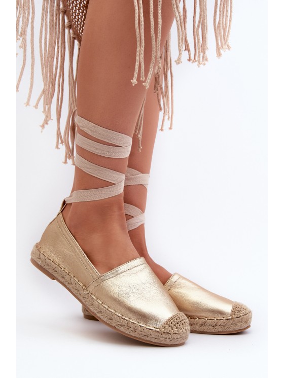 Tied Eco Leather Espadrilles in Gold Ismanne 2