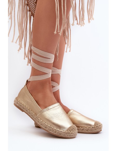 Tied Eco Leather Espadrilles in Gold Ismanne