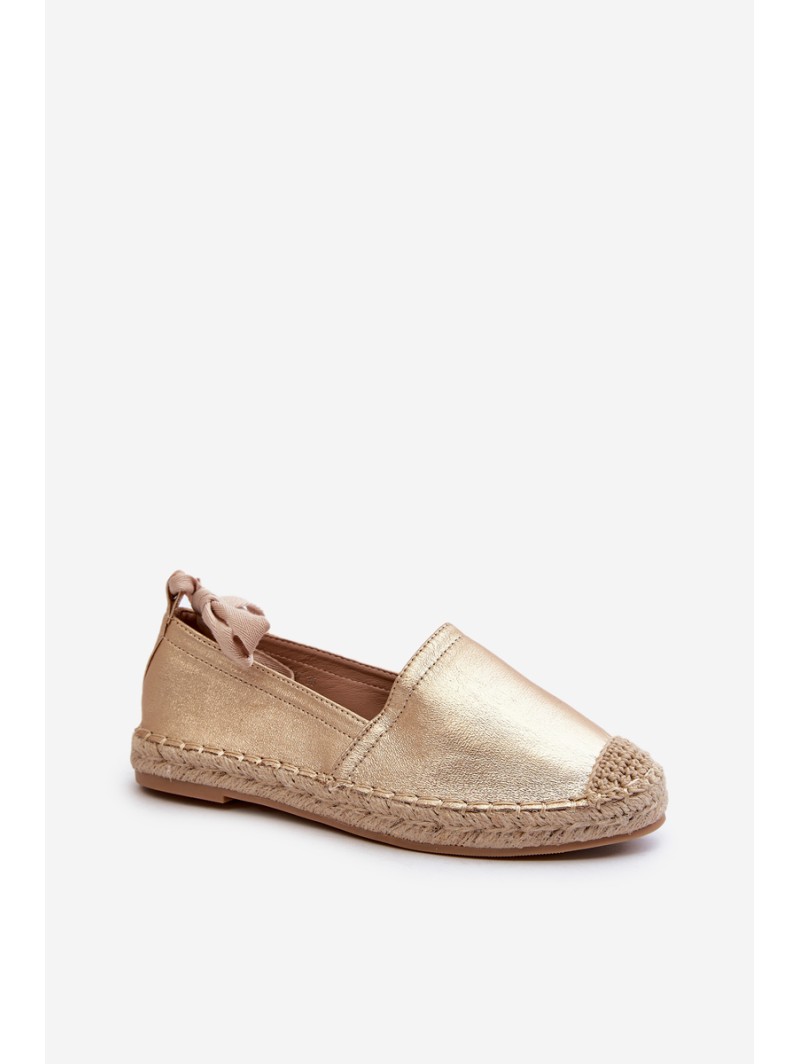 Tied Eco Leather Espadrilles in Gold Ismanne