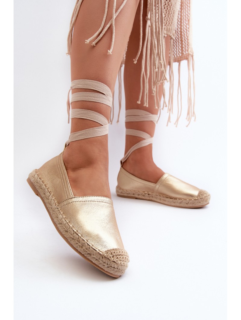 Tied Eco Leather Espadrilles in Gold Ismanne