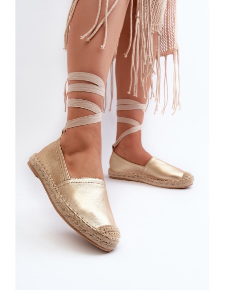 Tied Eco Leather Espadrilles in Gold Ismanne