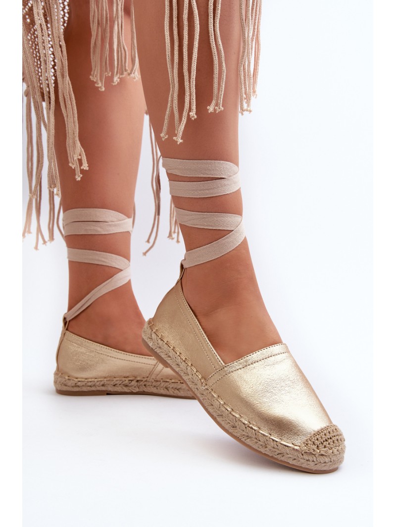 Tied Eco Leather Espadrilles in Gold Ismanne