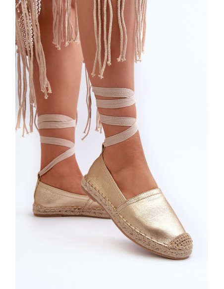 Tied Eco Leather Espadrilles in Gold Ismanne