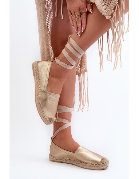 Tied Eco Leather Espadrilles in Gold Ismanne