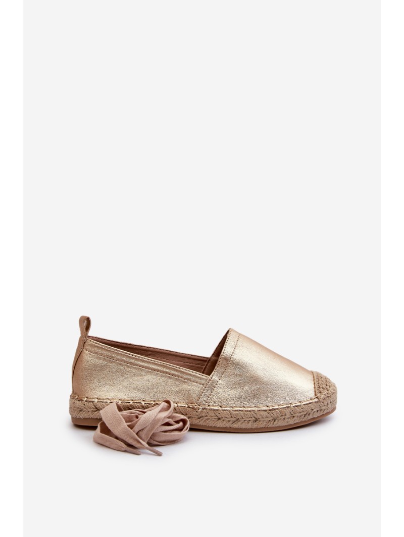 Tied Eco Leather Espadrilles in Gold Ismanne