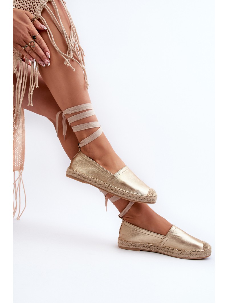 Tied Eco Leather Espadrilles in Gold Ismanne