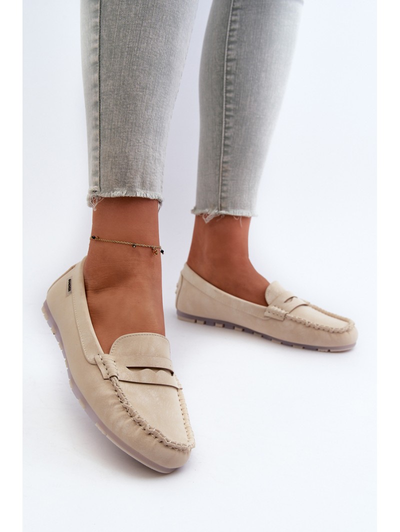 Women's Beige Faux Leather Loafers Celoria