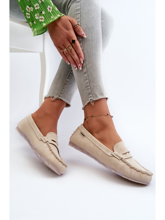 Women's Beige Faux Leather Loafers Celoria 2
