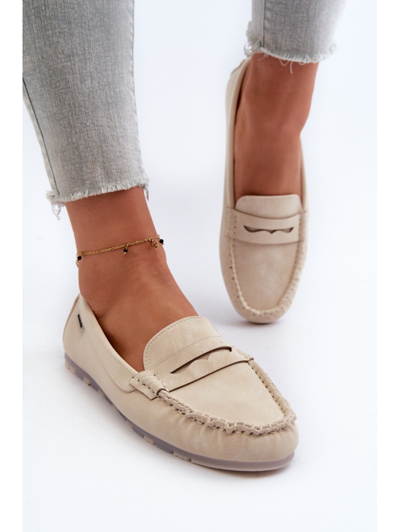 Women's Beige Faux Leather Loafers Celoria