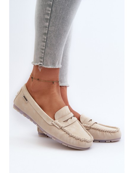 Women's Beige Faux Leather Loafers Celoria