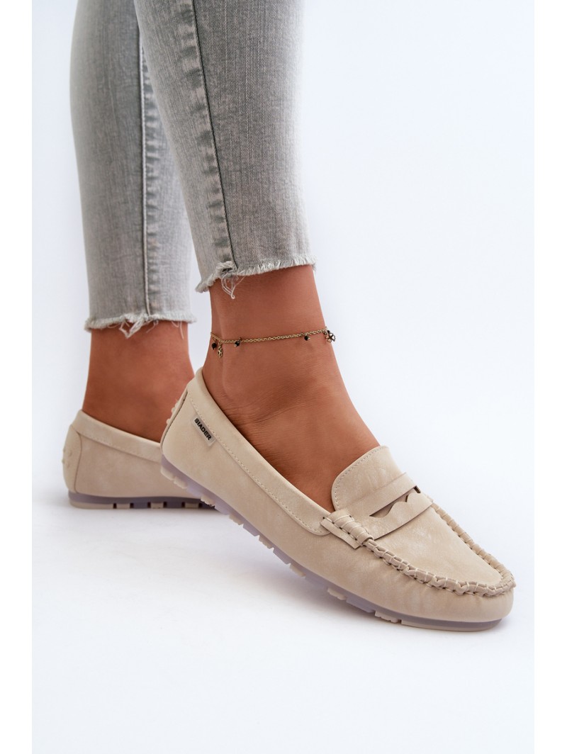 Women's Beige Faux Leather Loafers Celoria
