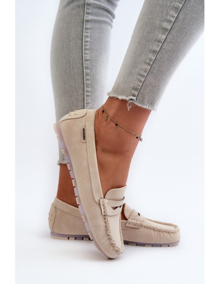 Women's Beige Faux Leather Loafers Celoria