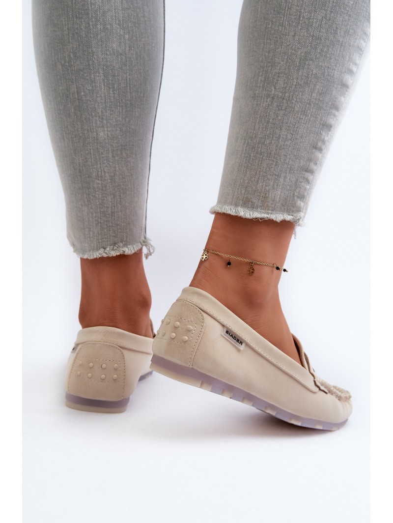 Women's Beige Faux Leather Loafers Celoria