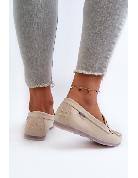 Women's Beige Faux Leather Loafers Celoria