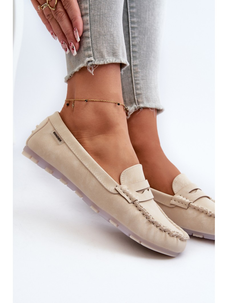Women's Beige Faux Leather Loafers Celoria