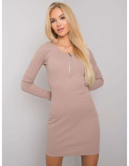 Sukienka-RV-SK-5080-1.23P-ciemny bezowy