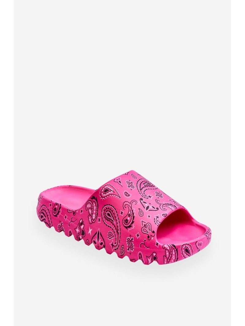 Fashionable women's slippers on a massive platform fuchsia Lorette