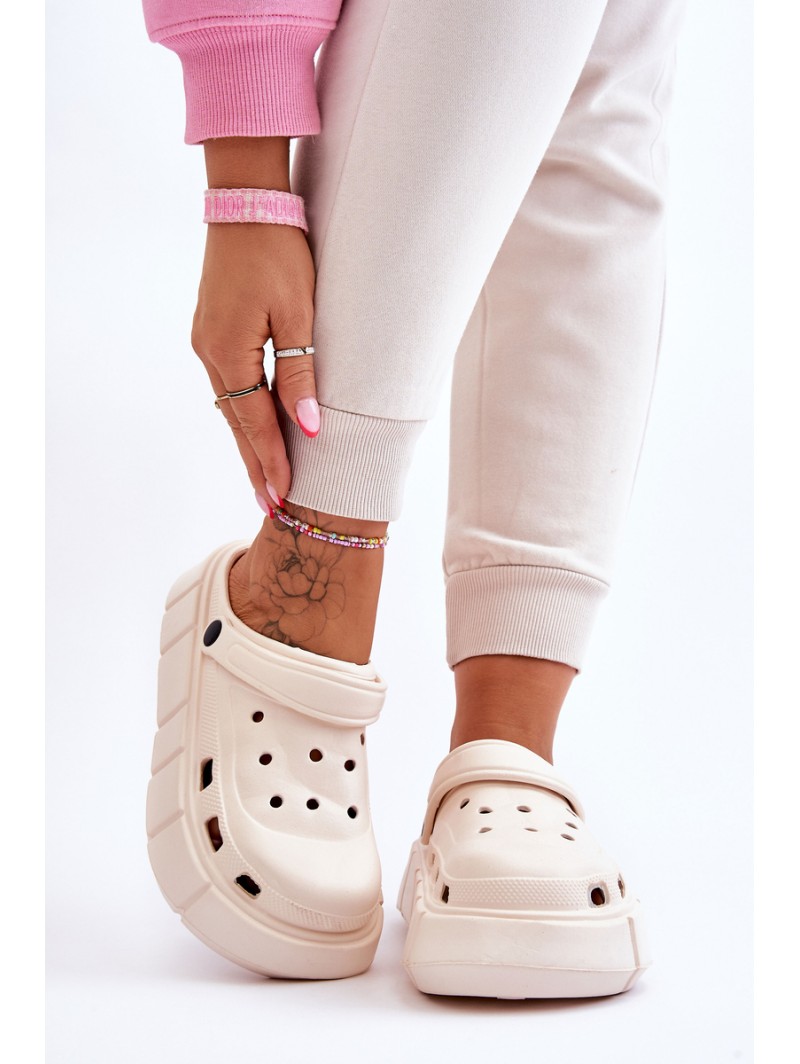 Women's Foam Platform Crocs Beige Beckett