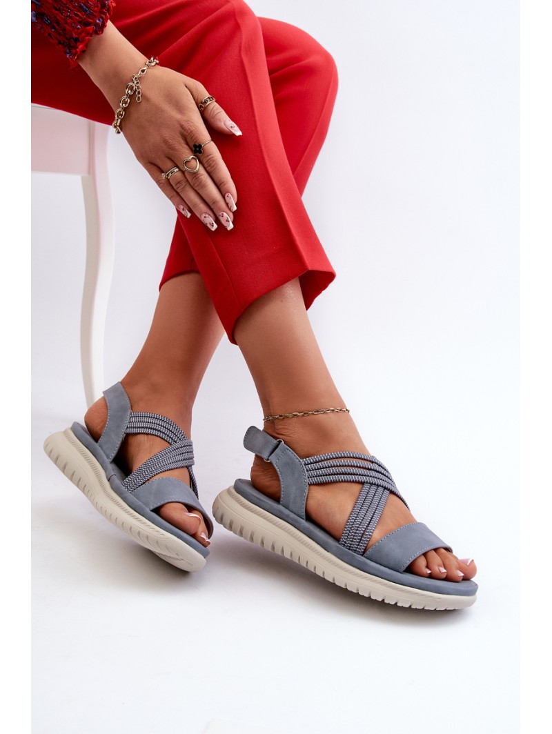 Light Women's Comfortable Velcro Sandals Blue Ceclea