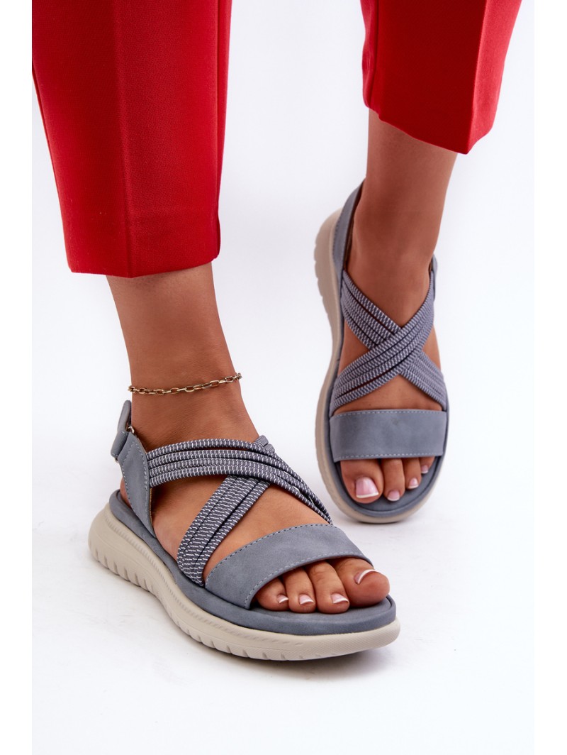 Light Women's Comfortable Velcro Sandals Blue Ceclea