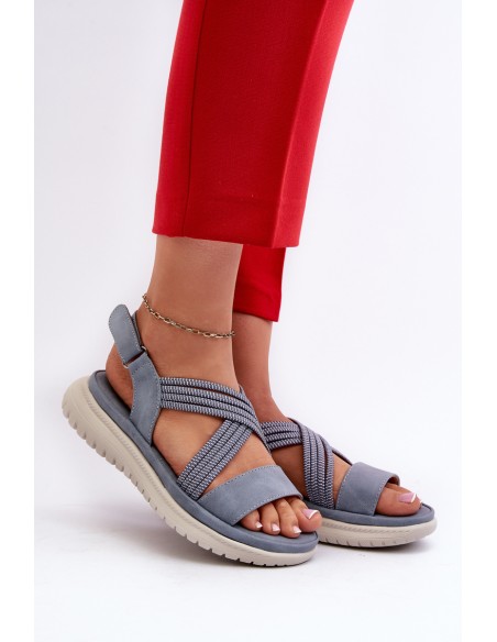 Light Women's Comfortable Velcro Sandals Blue Ceclea