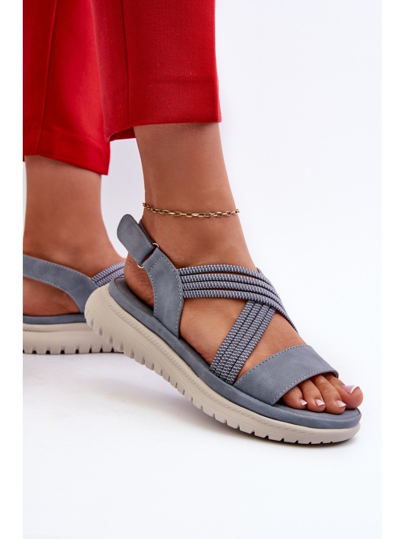 Light Women's Comfortable Velcro Sandals Blue Ceclea