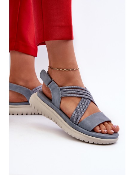 Light Women's Comfortable Velcro Sandals Blue Ceclea