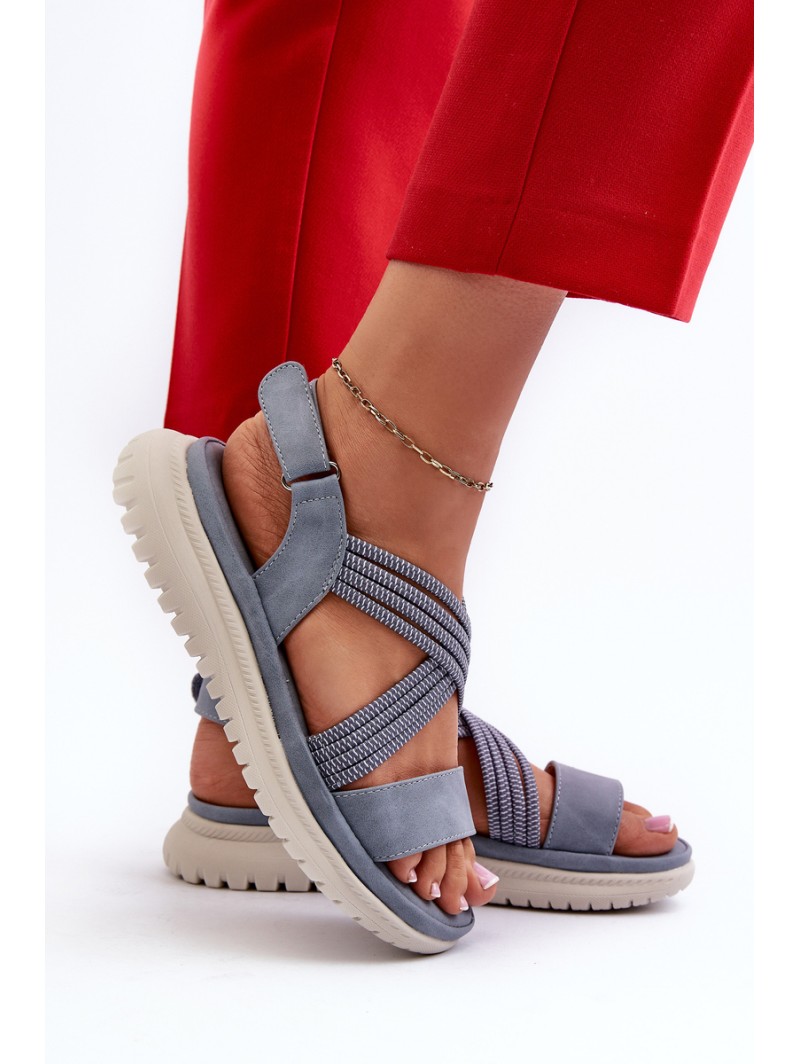 Light Women's Comfortable Velcro Sandals Blue Ceclea