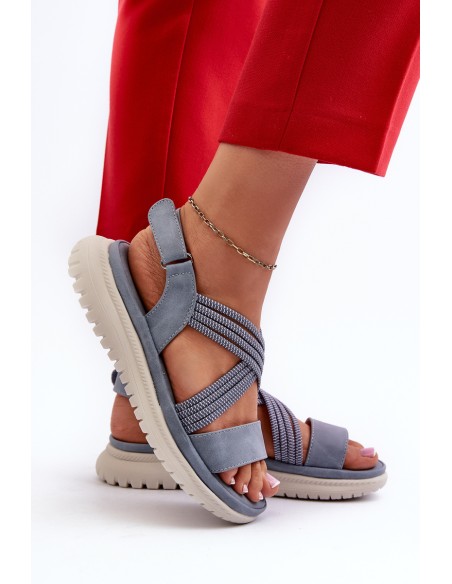 Light Women's Comfortable Velcro Sandals Blue Ceclea