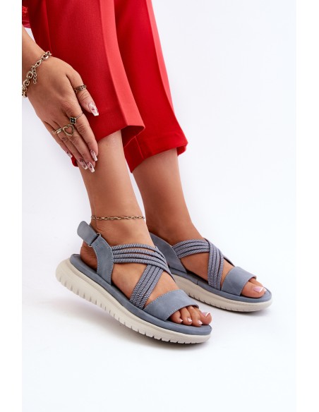 Light Women's Comfortable Velcro Sandals Blue Ceclea