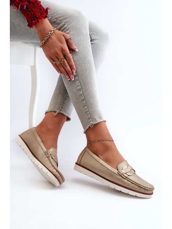 Women's Loafers Made of Eco Leather in Gold Nestalia 2