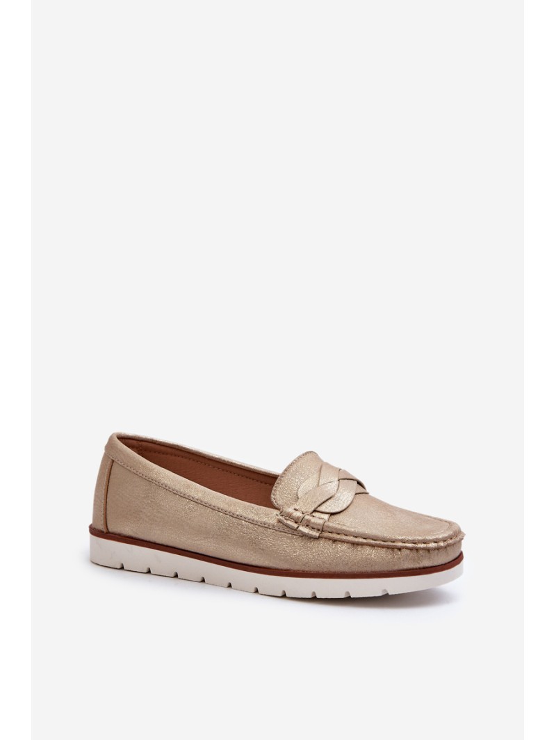 Women's Loafers Made of Eco Leather in Gold Nestalia