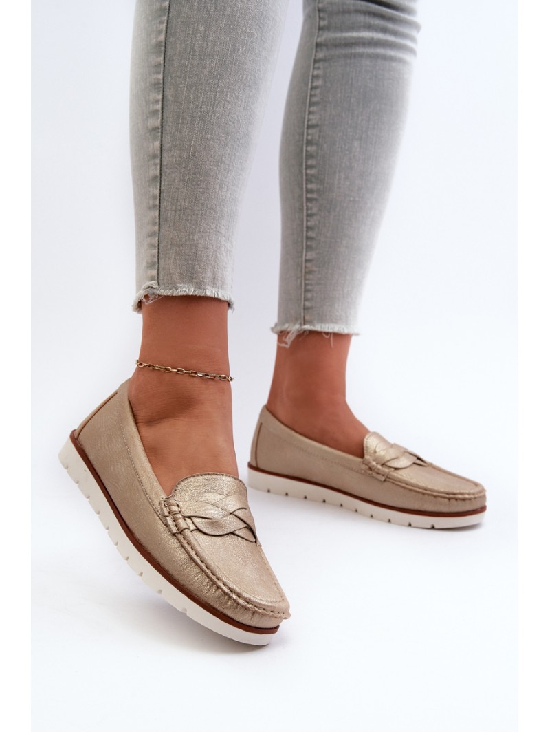 Women's Loafers Made of Eco Leather in Gold Nestalia