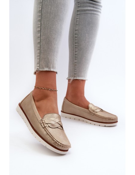 Women's Loafers Made of Eco Leather in Gold Nestalia