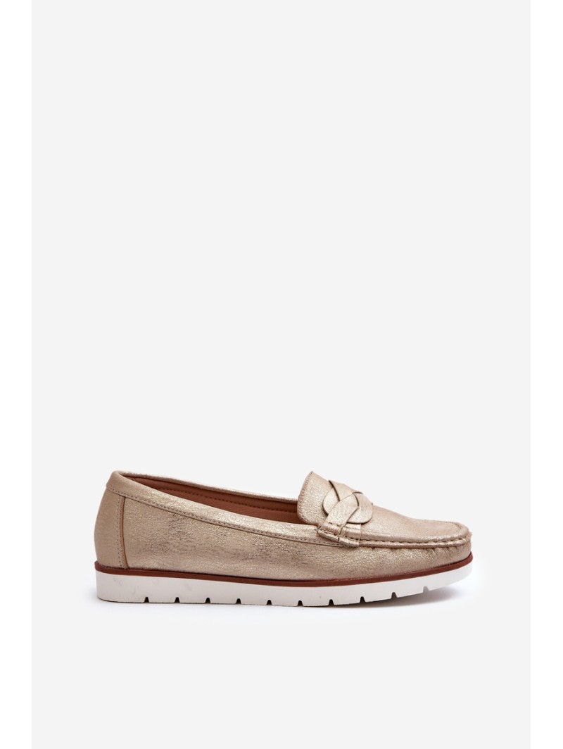 Women's Loafers Made of Eco Leather in Gold Nestalia