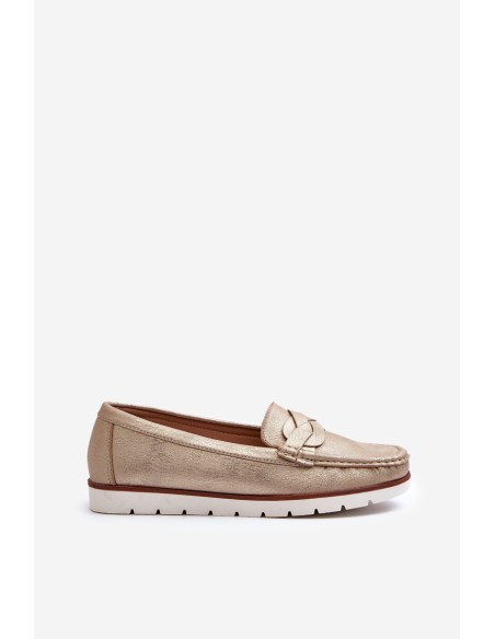 Women's Loafers Made of Eco Leather in Gold Nestalia