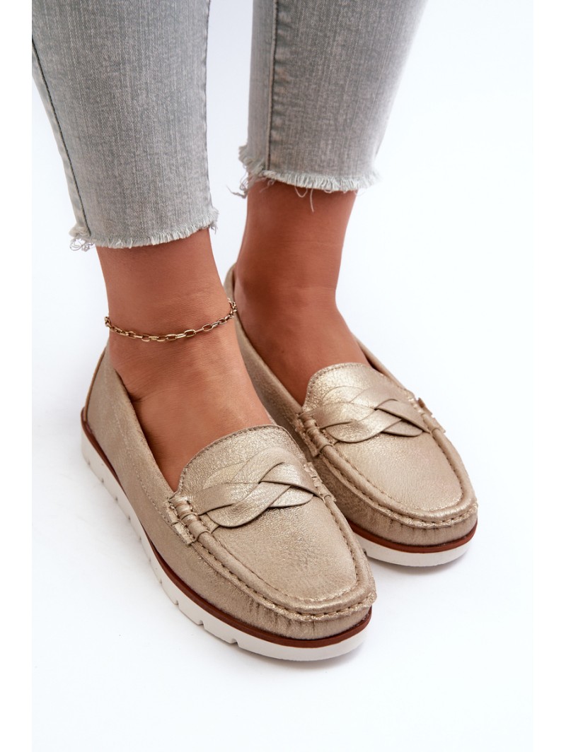 Women's Loafers Made of Eco Leather in Gold Nestalia