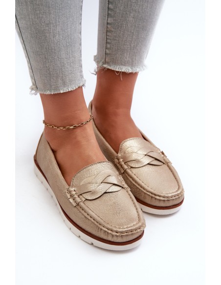 Women's Loafers Made of Eco Leather in Gold Nestalia