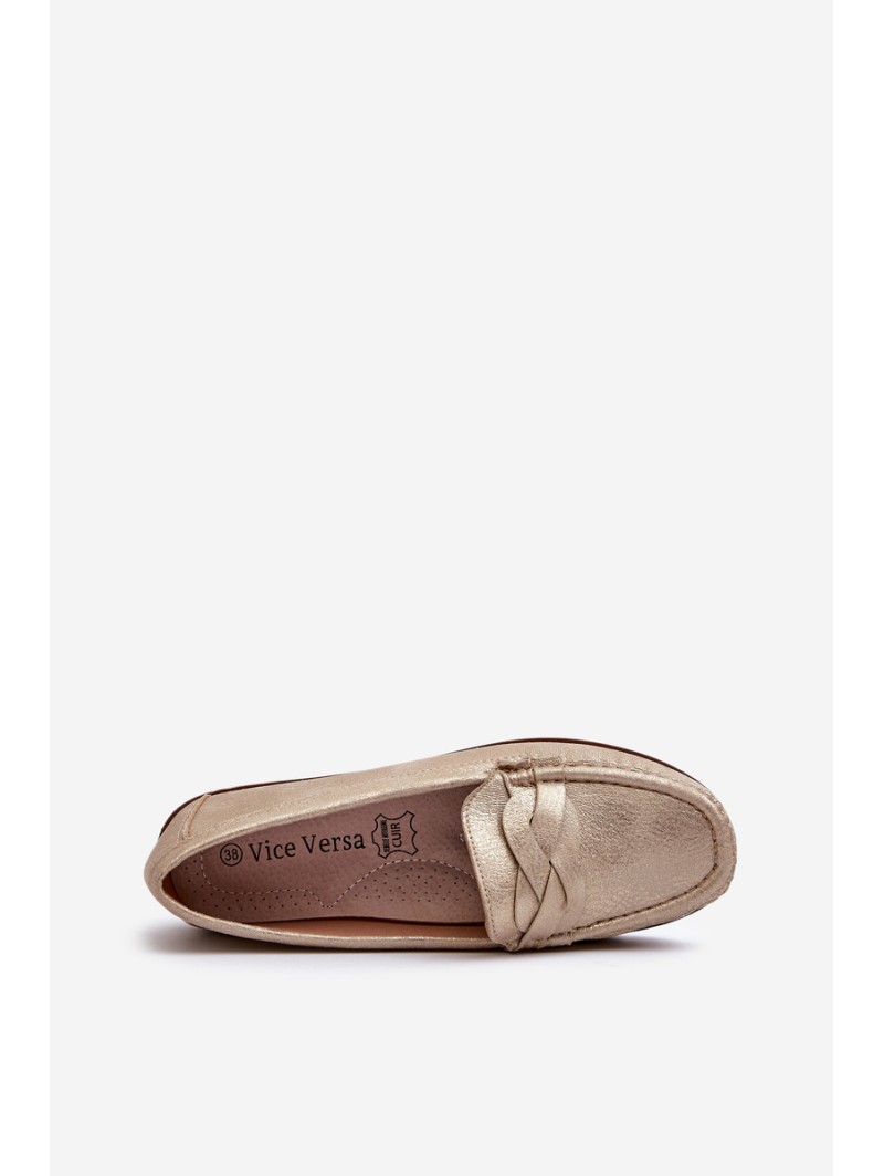 Women's Loafers Made of Eco Leather in Gold Nestalia