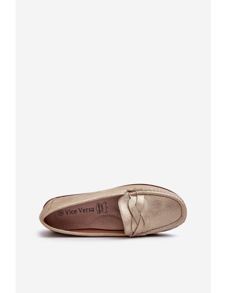 Women's Loafers Made of Eco Leather in Gold Nestalia