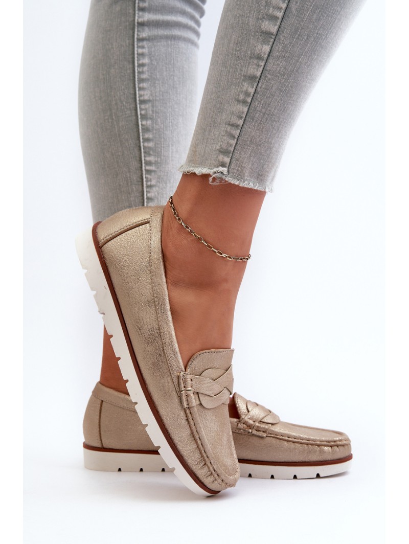 Women's Loafers Made of Eco Leather in Gold Nestalia