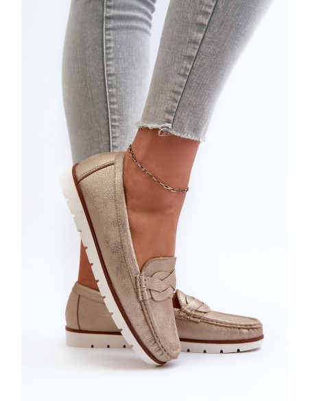 Women's Loafers Made of Eco Leather in Gold Nestalia