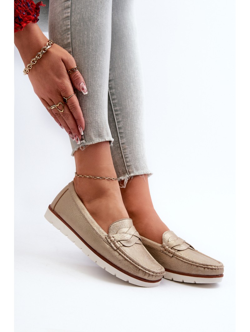 Women's Loafers Made of Eco Leather in Gold Nestalia