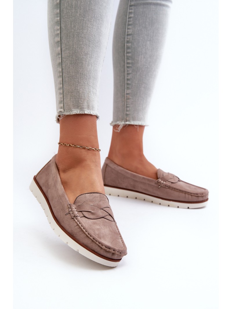 Women's Dark Beige Faux Suede Loafers Nestalia