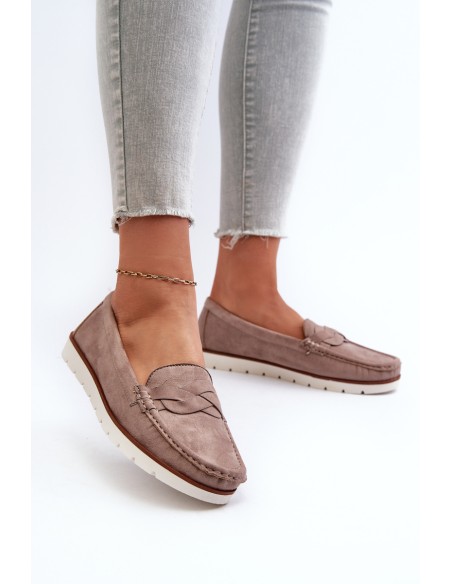 Women's Dark Beige Faux Suede Loafers Nestalia